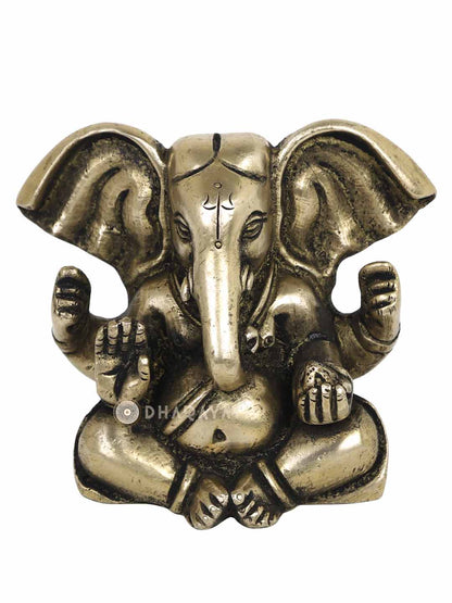 Big Ear Ganesha With 4 Hands Decorative Brass Figurine