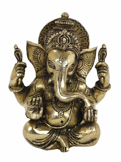 Brass Ganesh 4 Hands Figurine Table D‚cor