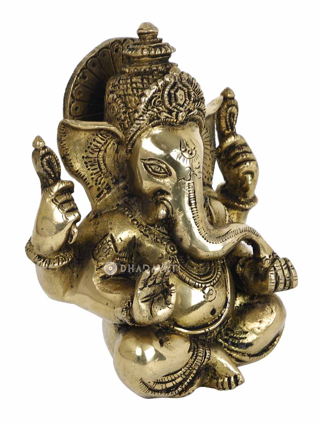 Ganesh 4 Hands Medium Decorative Brass Figurine