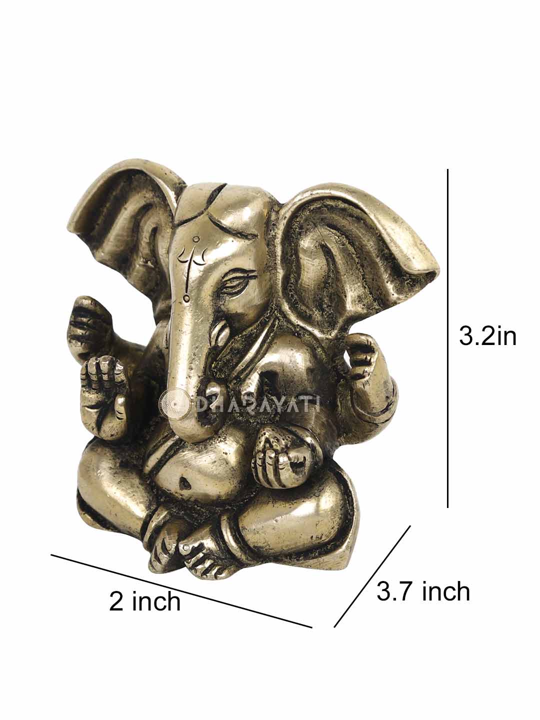 Big Ear Ganesha With 4 Hands Decorative Brass Figurine