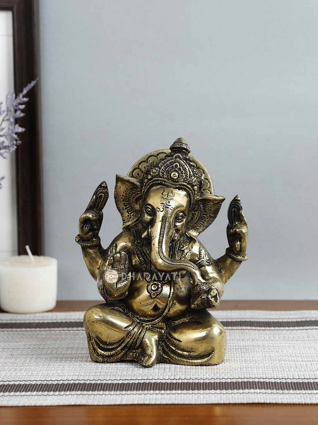 Big Brass Ganesh 4 Hands Decorative Figurine