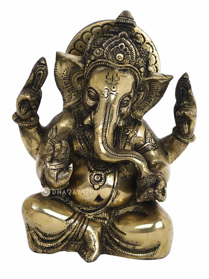 Big Brass Ganesh 4 Hands Decorative Figurine