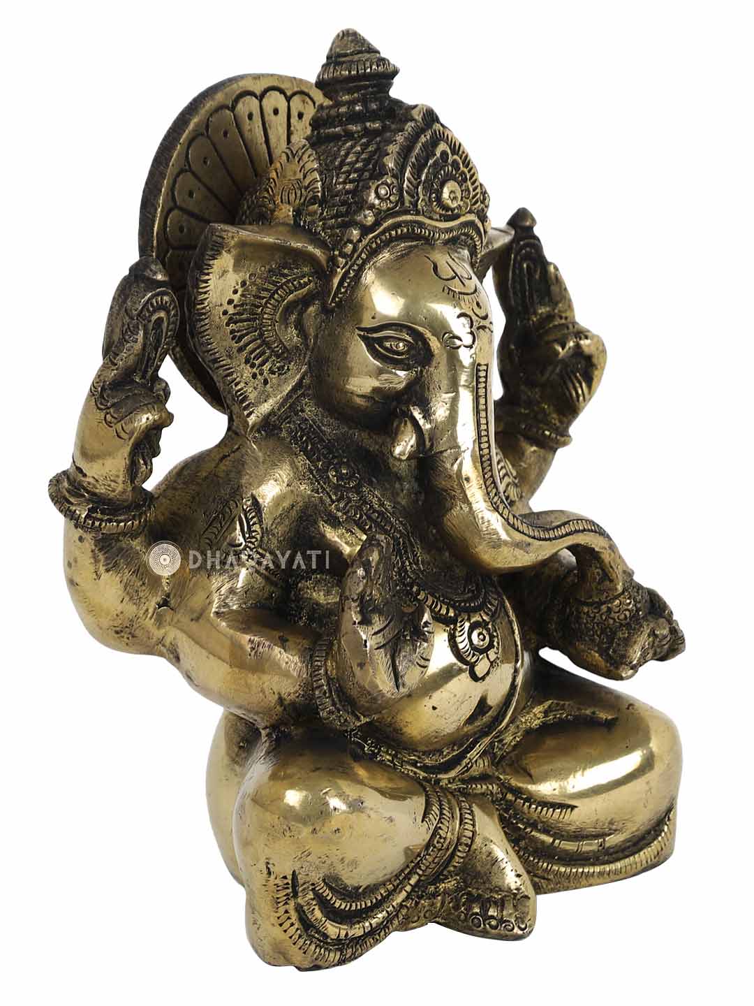 Big Brass Ganesh 4 Hands Decorative Figurine