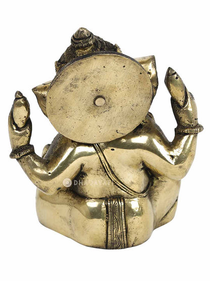 Big Brass Ganesh 4 Hands Decorative Figurine