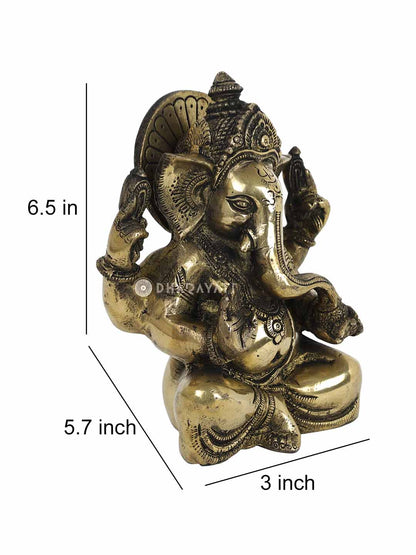 Big Brass Ganesh 4 Hands Decorative Figurine