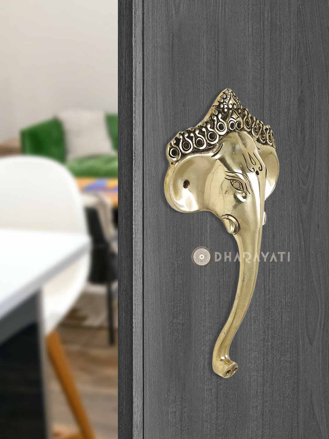 Ganesh Design Door Handle Decorative Brass