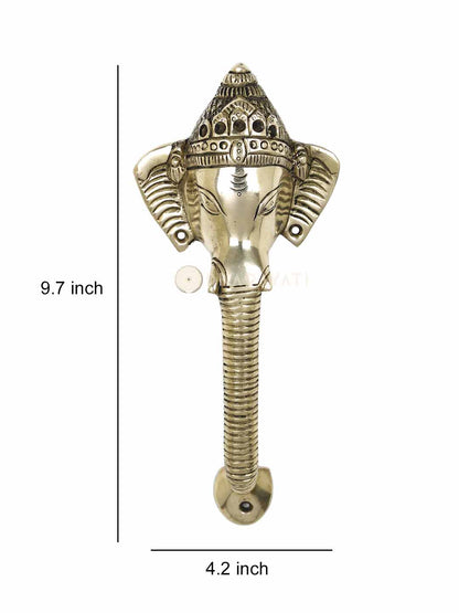 Ganesh Design Door Handle Decorative Brass