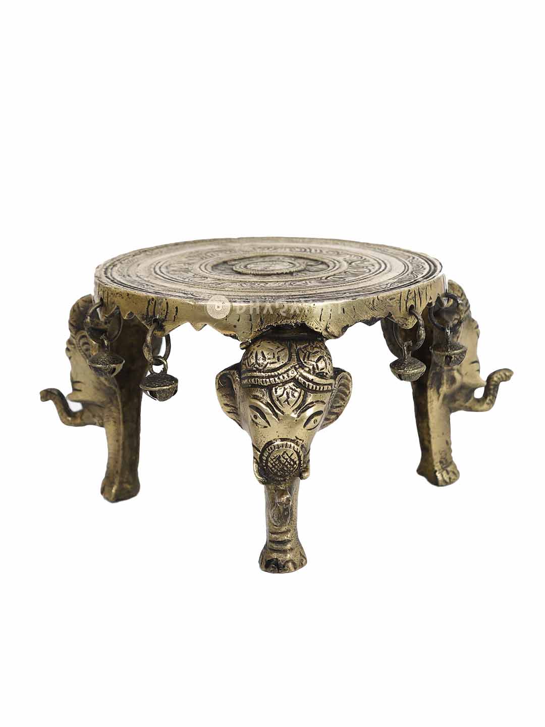 Chowki 3 Legs With Ghungroo Decorative Brass