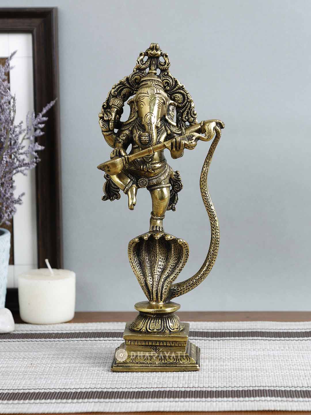 Ganesh On Snake Decorative Brass Figurine