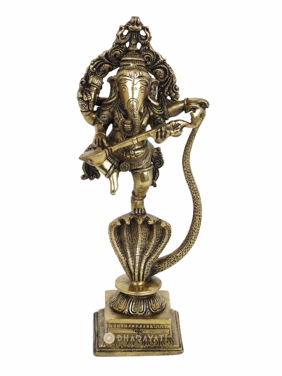 Ganesh On Snake Decorative Brass Figurine