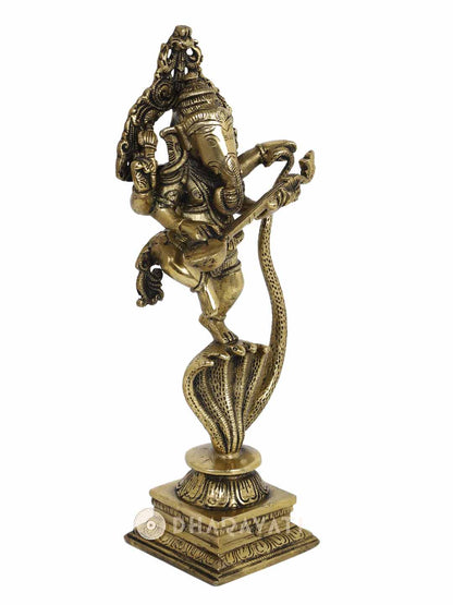 Ganesh On Snake Decorative Brass Figurine