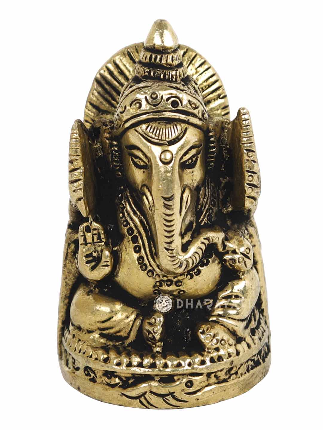 Ganesh Round Base Decorative Brass Figurine