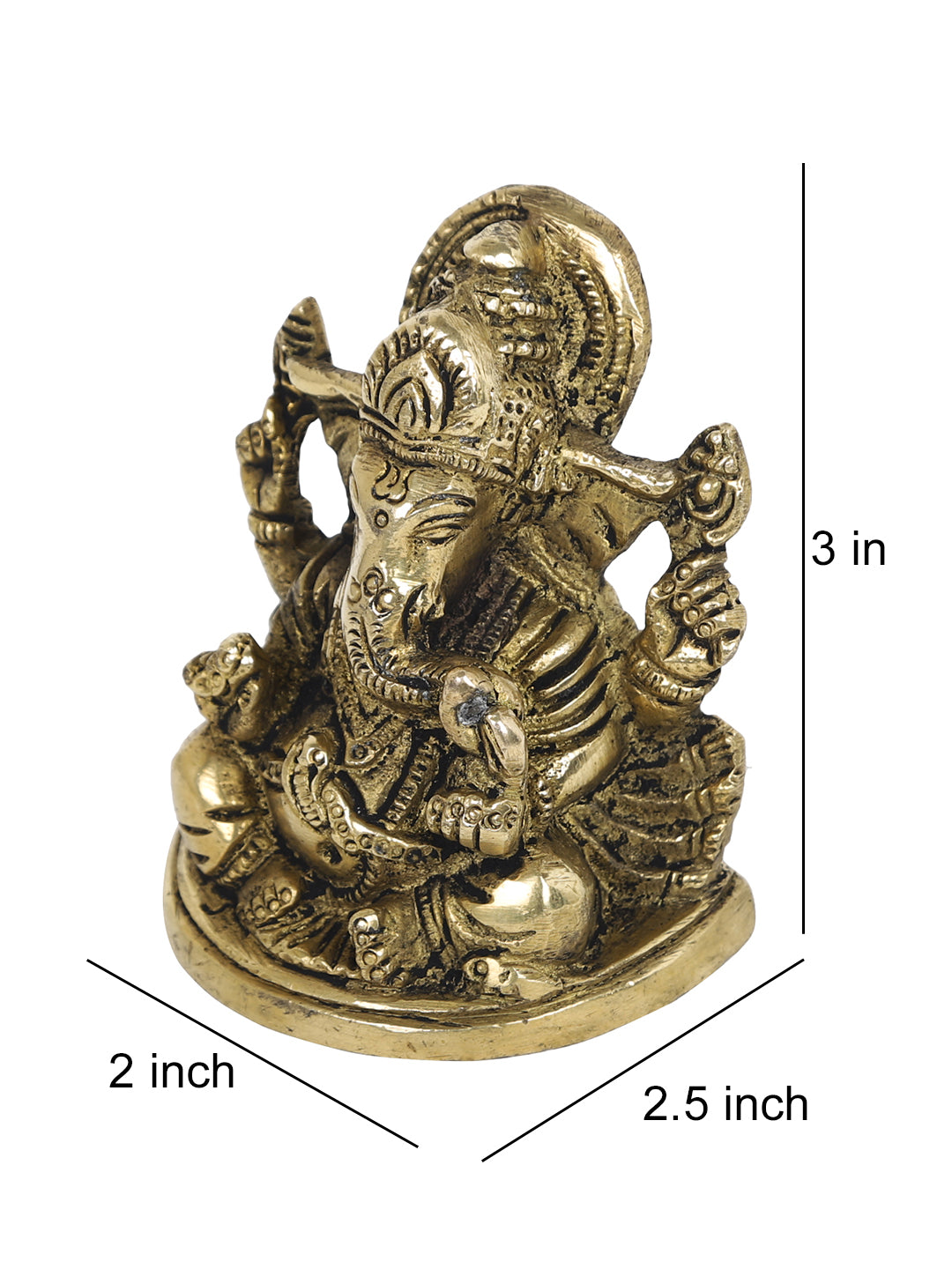 Brass Ganesh Figurine 4 Hands Decorative