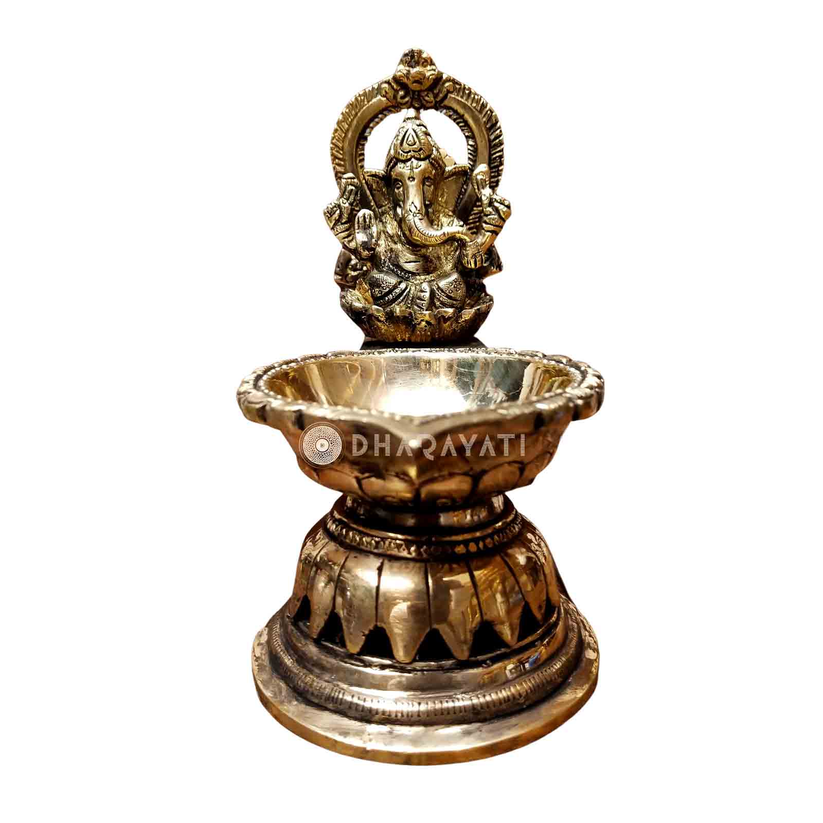 Ganesha Design Brass Diya