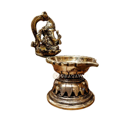 Ganesha Design Brass Diya