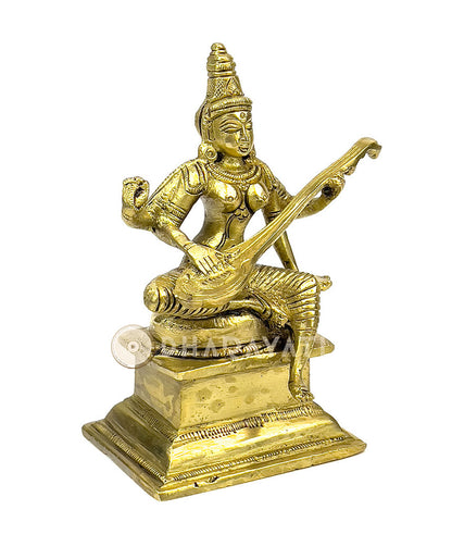 Brass Saraswati Devi