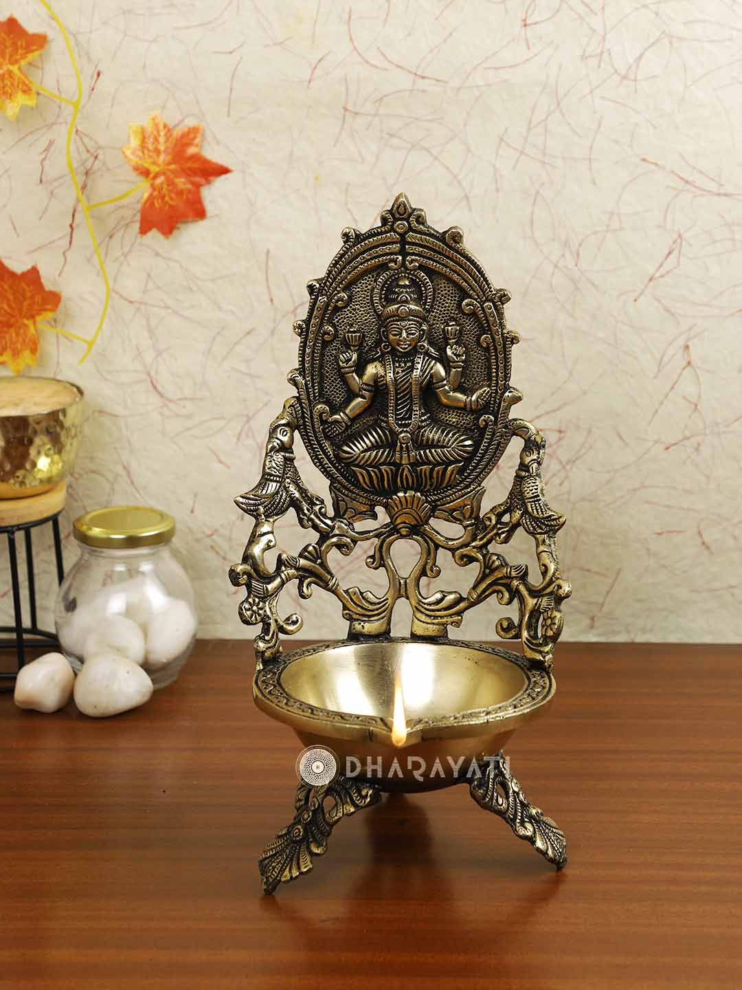 Laxmi Lamp Small Diya 3 Legs Decorative Brass Figurine