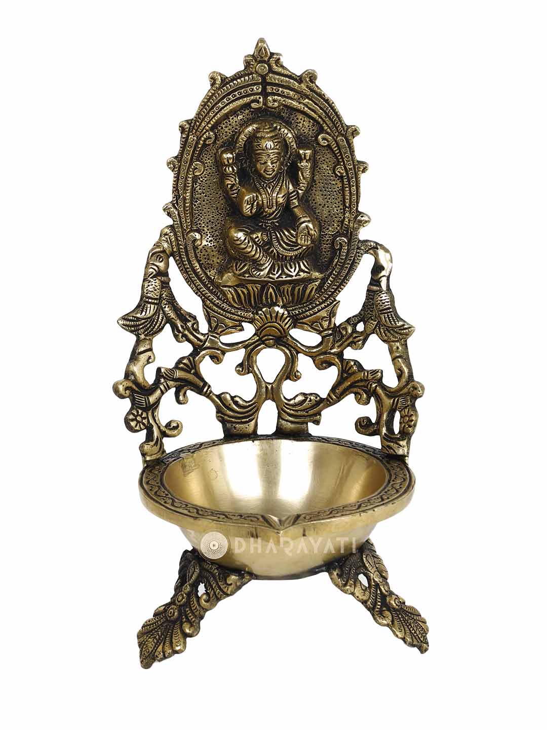 Laxmi Lamp Diya 3 Legs Decorative Brass Figurine