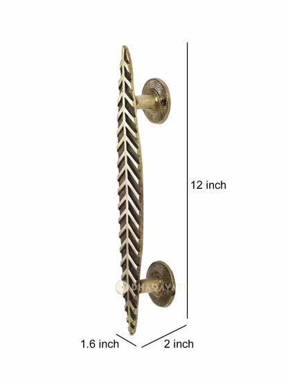 Leaf Door Handle Decorative Brass