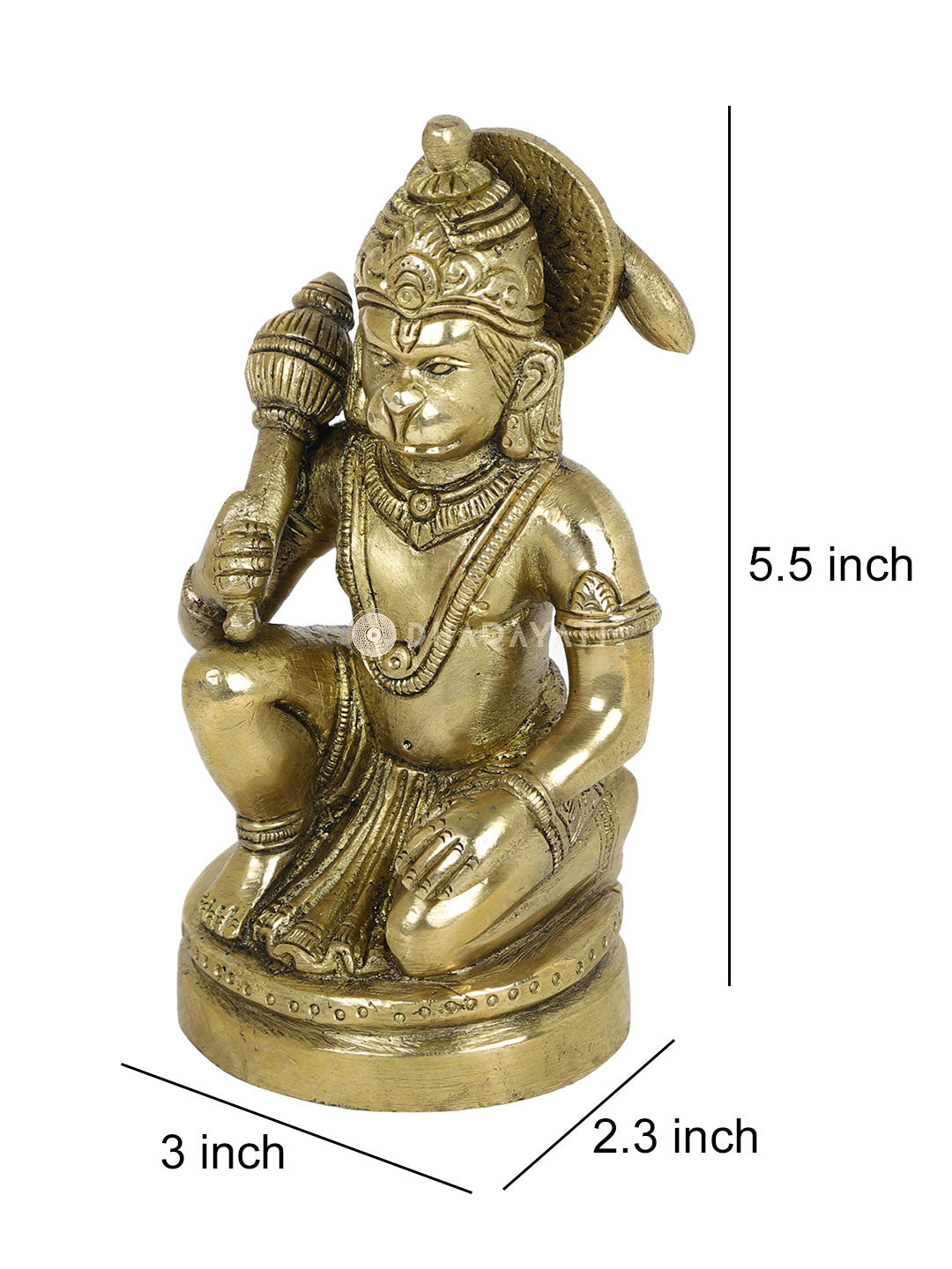 Lord Hanuman Brass Figurine With Gada In Hand