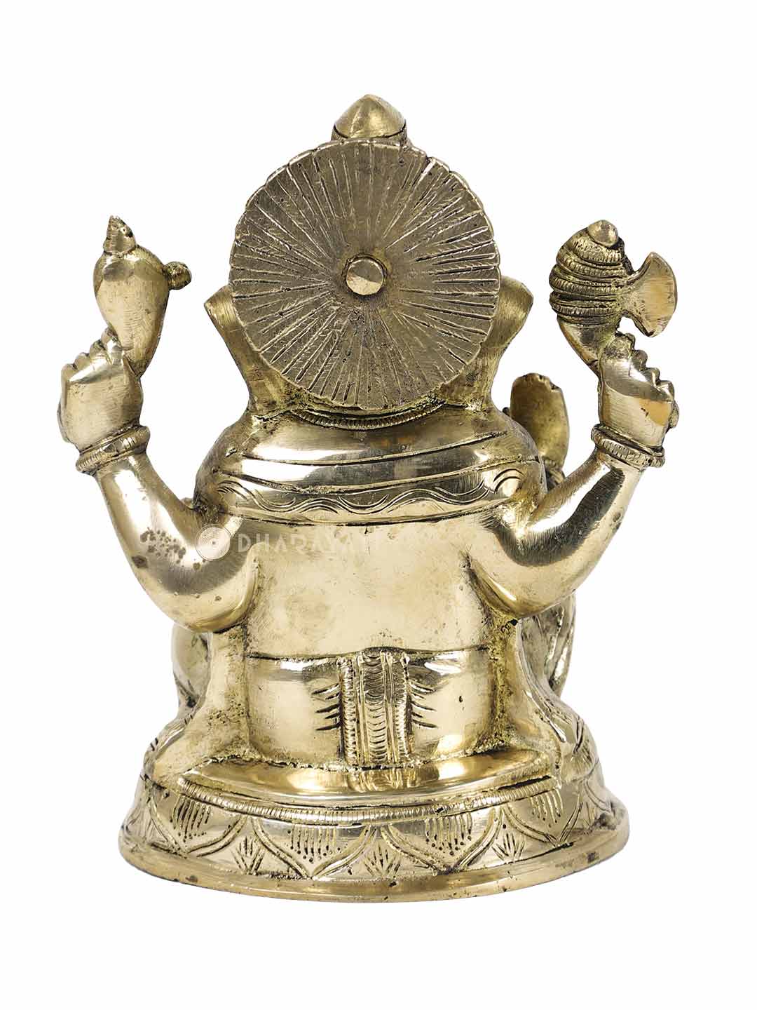 Big Ganesh 4 Hands Round Base Decorative Brass Figurine