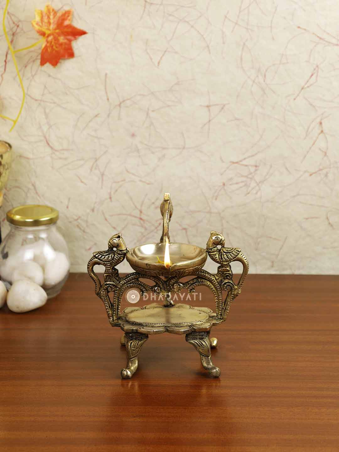 Brass Parrot Diya Lamp 4 Legs