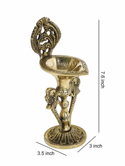 Parrot Design Diya Lamp Decorative Brass Figurine