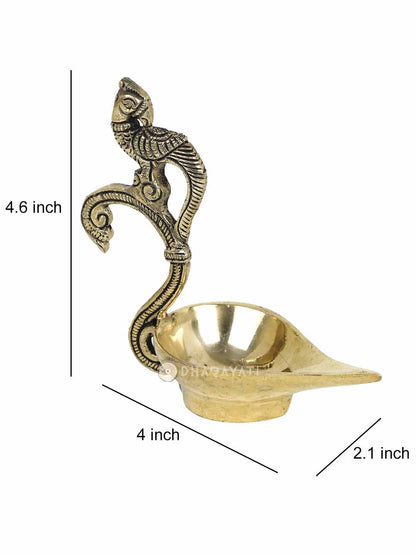 Parrot Design Diya Decorative Brass Figurine