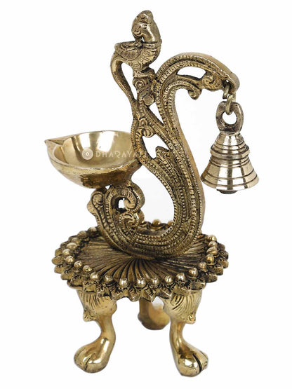 Parrot Brass Diya With Bell