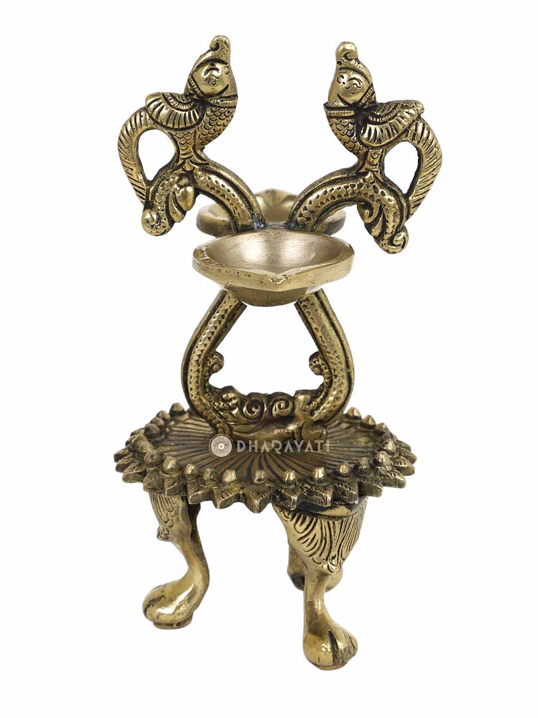 Brass Parrot 2024 Lamp With 2 Diya