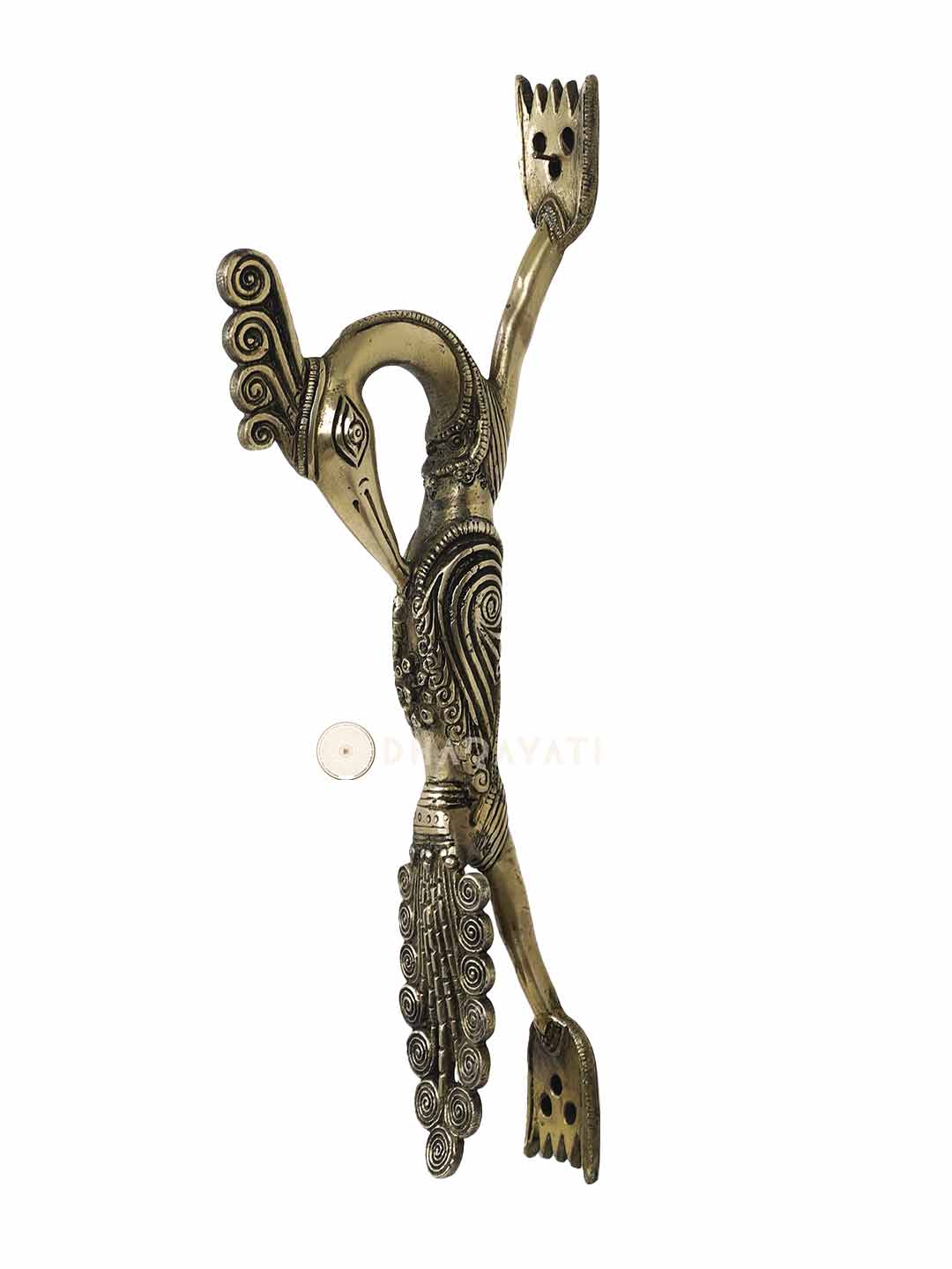 Peacock Design Door Handle Decorative Brass