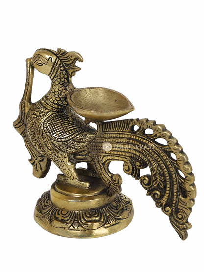 Peacock Diya Brass