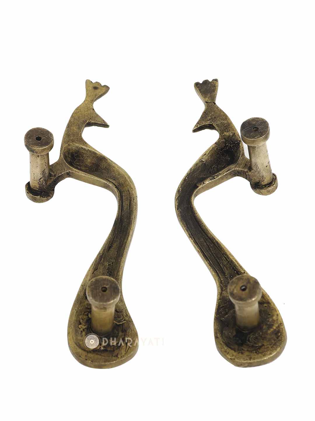 Peacock Door Handle Pair Decorative Brass