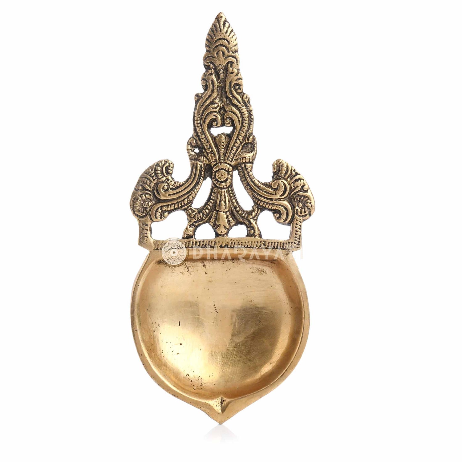 Brass Pooja Aarti Spoon With Big Diya