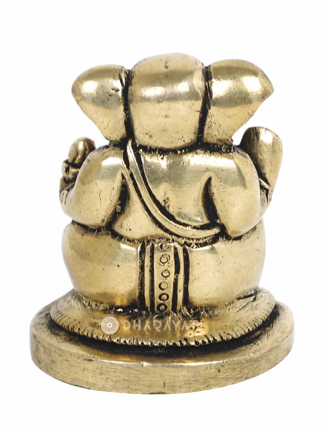 Round Base Ganesh 2 Hands Decorative Brass Figurine