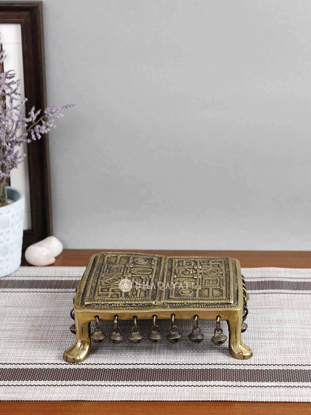 Small Chowki With Ghungroo Decorative Brass