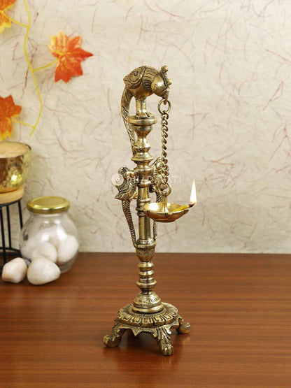 Twin Parrot Lamp With Chain Diya