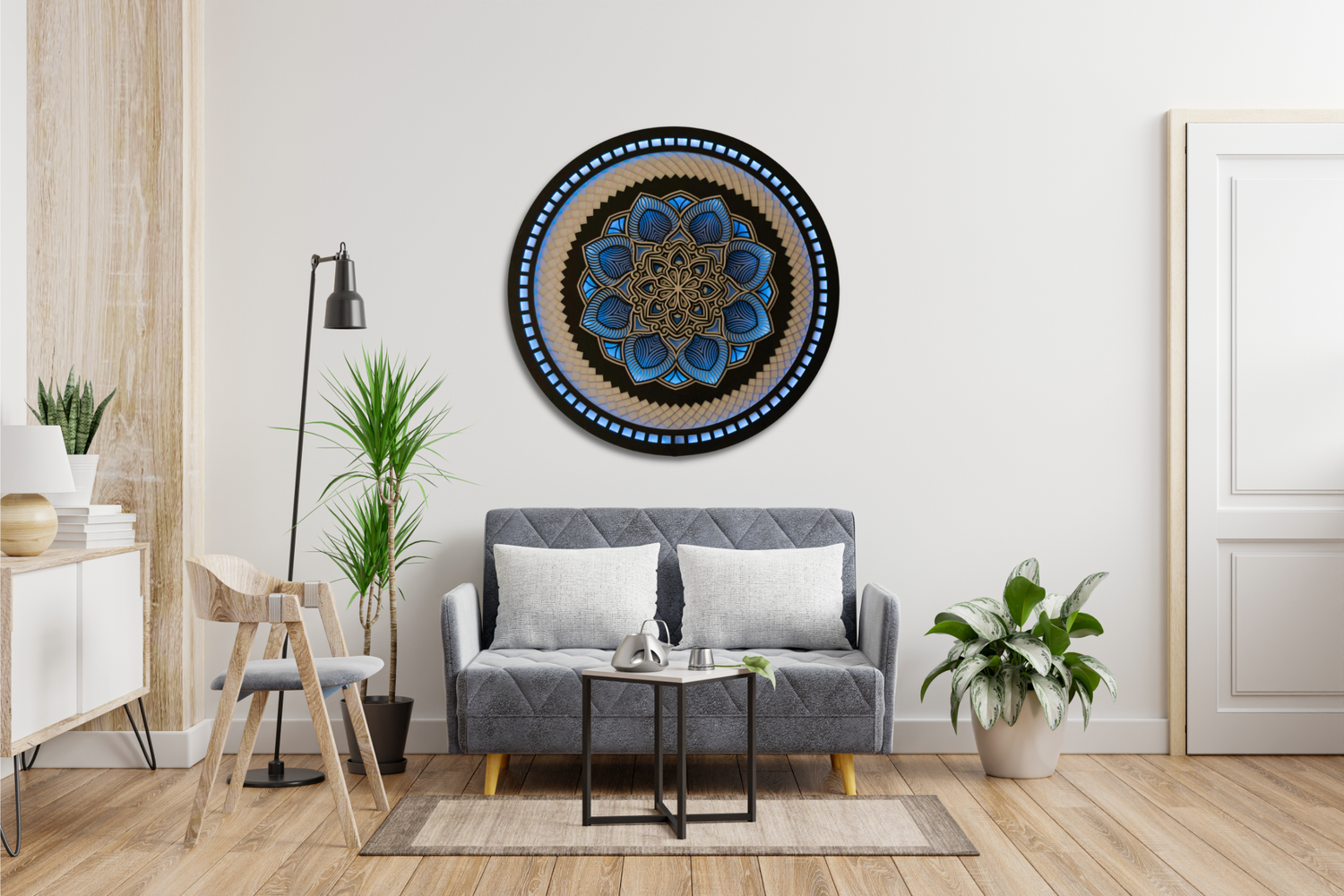 Color Changing Mandala Wall Art LED Wall Hanging |  Wooden Wall Decor