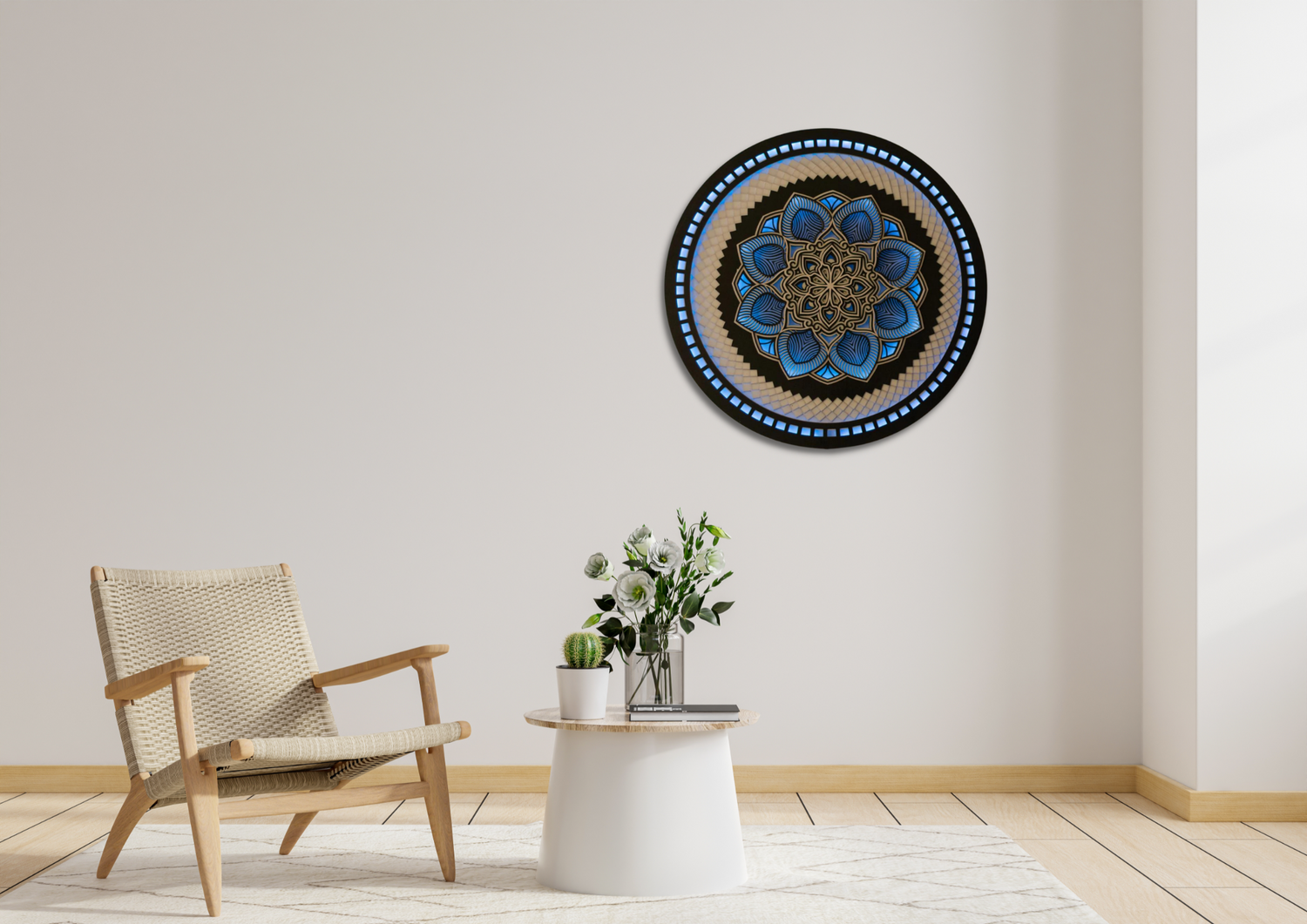 Color Changing Mandala Wall Art LED Wall Hanging |  Wooden Wall Decor