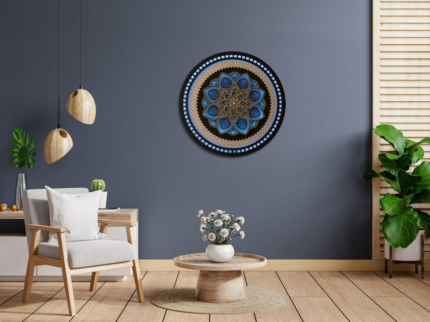 Color Changing Mandala Wall Art LED Wall Hanging |  Wooden Wall Decor