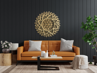 Sunflower Design Mandala Art | Wooden Wall Decor