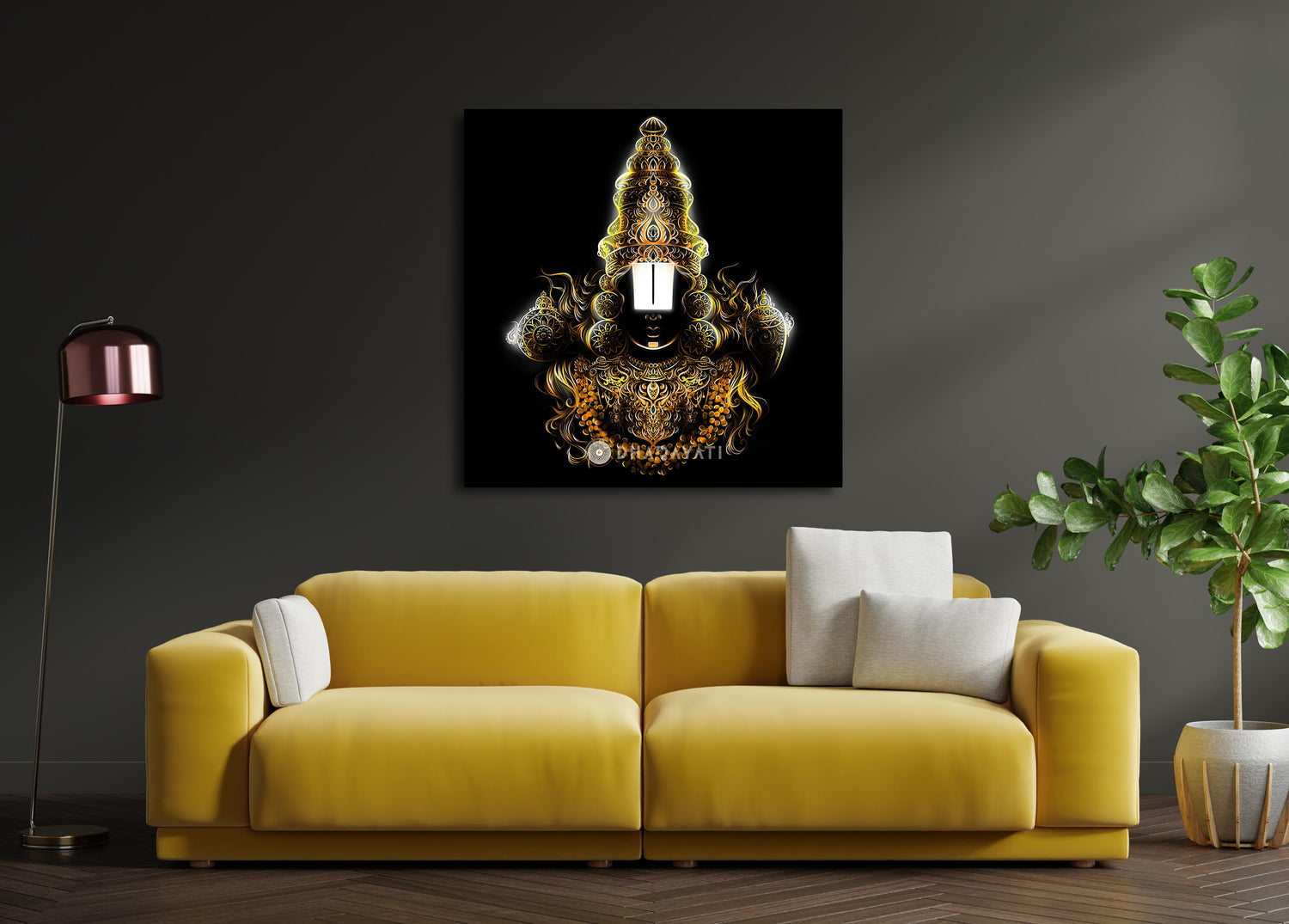 Divine Aura: Venkateshwara Balaji Glass Wall Art - Embrace the Blessings of Lord Venkateshwara