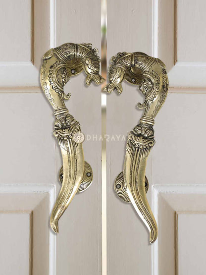 Yalli Design Door Handle Pair Decorative Brass