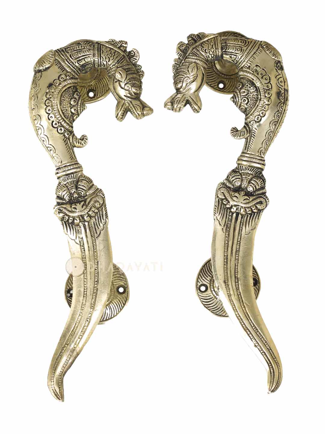 Yalli Design Door Handle Pair Decorative Brass