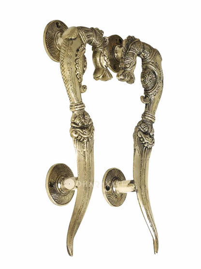 Yalli Design Door Handle Pair Decorative Brass