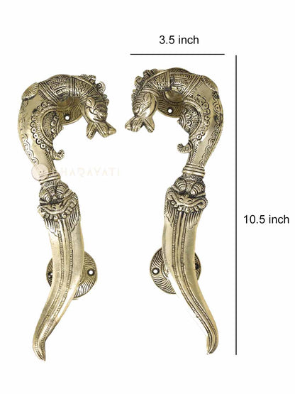 Yalli Design Door Handle Pair Decorative Brass