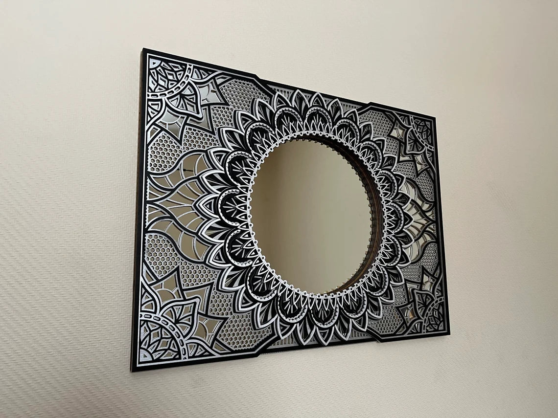 Wall Mirror Large Wall Décor Ornate Mirror |  Wooden Wall Decor