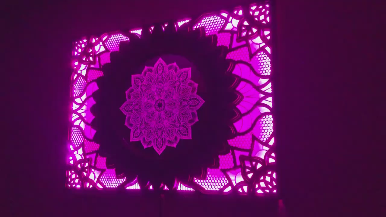 Mandala Flower Glowing LED Wall Hanging |  Wooden Wall Decor