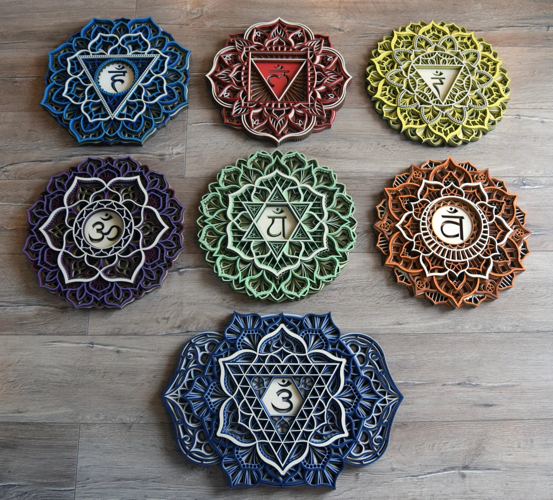 Seven Chakras Set Wall Hangings | Wooden Wall Decor