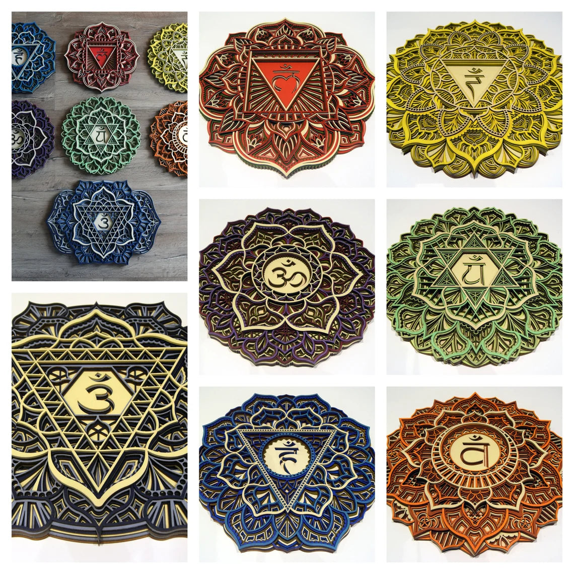 Seven Chakras Set Wall Hangings | Wooden Wall Decor